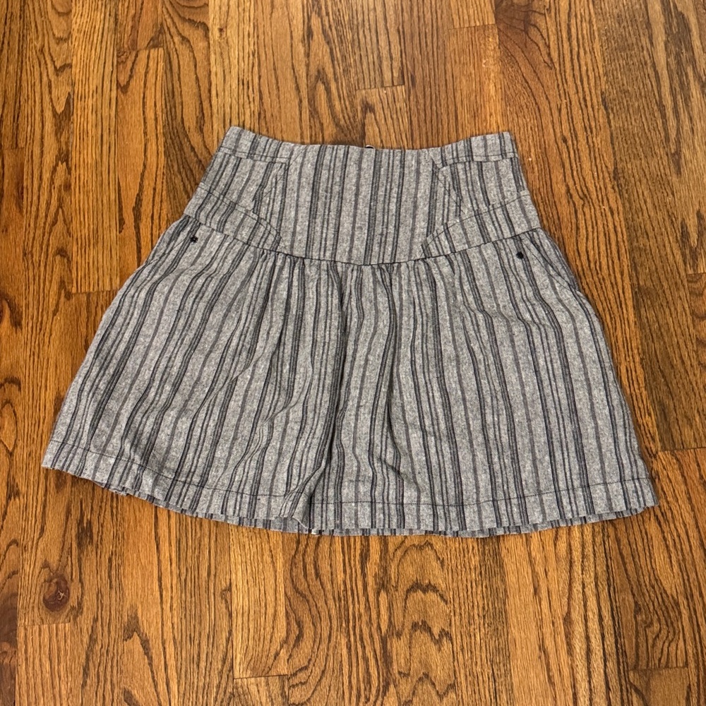 Gray Striped A-Line Skirt with pockets!
